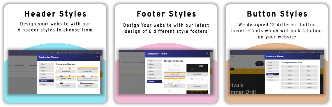 Header Footer Buttons